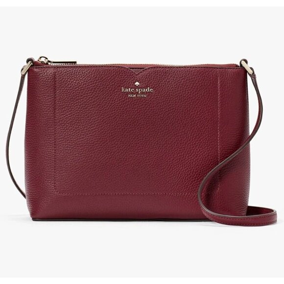 S Kate Spade Harlow Crossbody Bag Dark Purple Leather Purse WKR00058 NWT $279